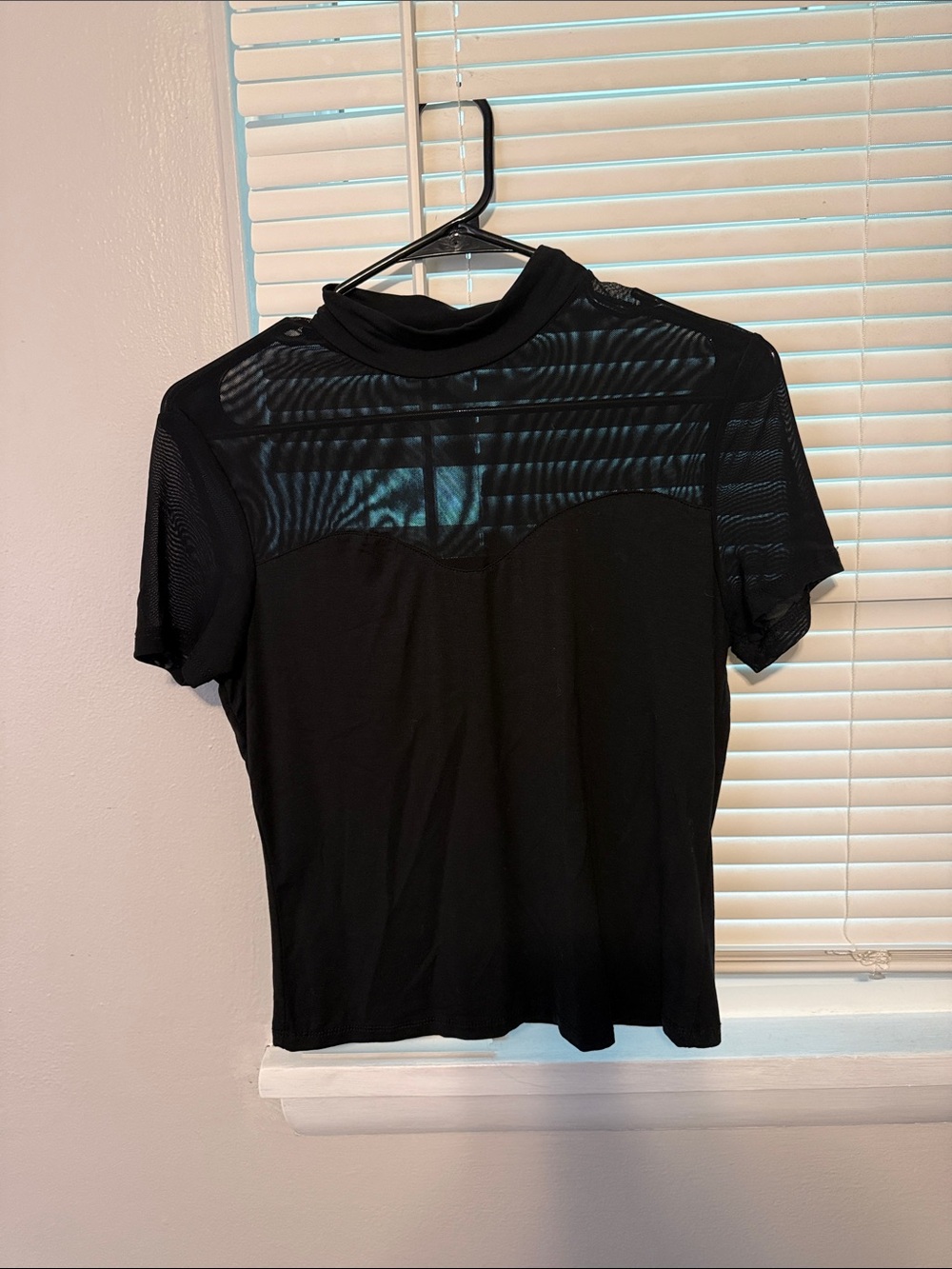 Black Mesh-Panel Shirt